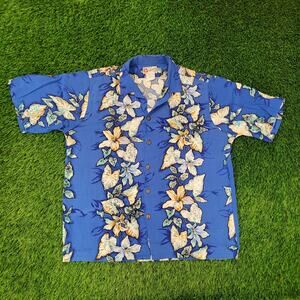 Vintage Hawaiian Hibiscus AOP Button Shirt XL 25x29 Baggy USA